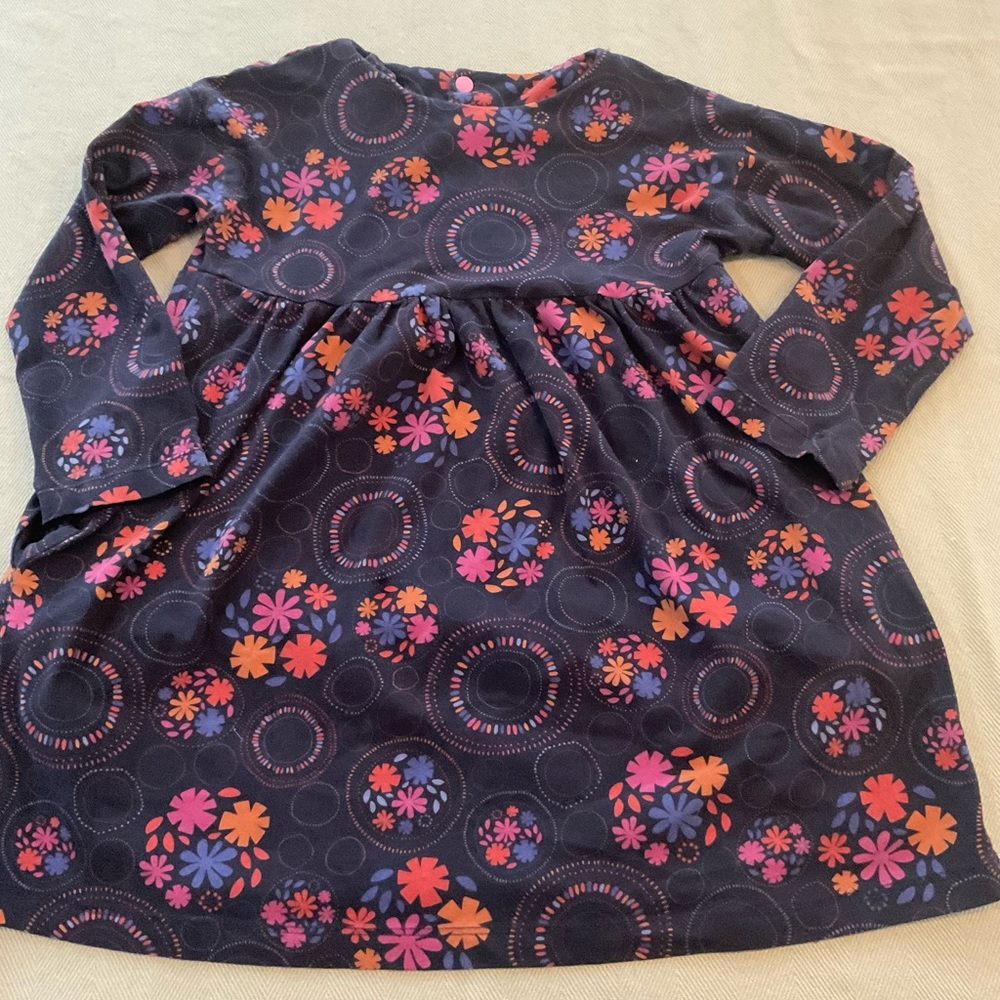 VGUC Navy Blue Floral & Super Soft Long Sleeve Dress/Tunic